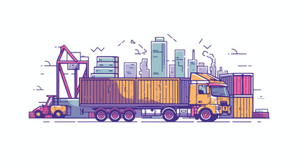 Logistics concept with freight vehicles transport