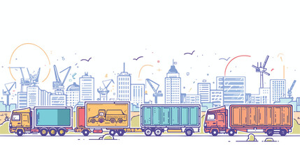 Logistics concept with freight vehicles transport