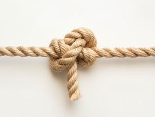 A single thick rope with a strong knot symbolizing connection, strength, and reliability on a white background.