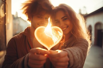 couple making heart shape with their hands