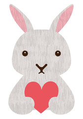 ハートを持ってメッセージを伝えるウサギ