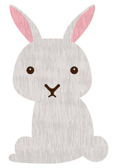 座って振り向くウサギ