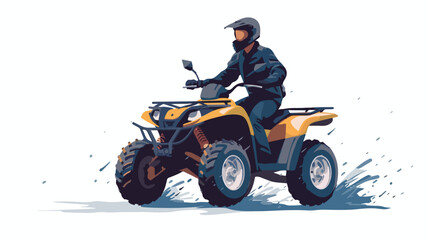 Man on the ATV motorcycle isolated. Vector flat style