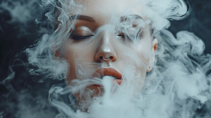 portrait of a person with a smoke