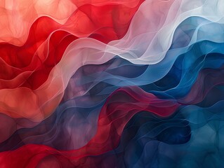 An abstract design featuring flowing lines and swirling shapes in shades of red and blue, reminiscent of blood flow and the patterns visualized in echocardiograms.