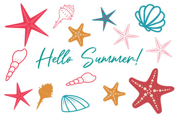 Fototapeta na wymiar Hello summer banner template illustration background for holiday season.