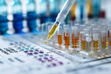 Precision medicine, data analysis of genetics, wide text area, background spotless, informative