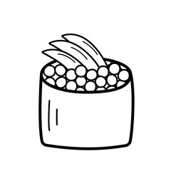 Sushi and rolls set doodle style. Vector illustration of Japanese Asian cuisine, menu icons for restaurants. - 792502838