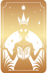 Golden boho style elements, golden mystic boho tarot card design