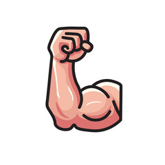 Illustration Vector Graphic Cartoon of a Muscular Hand, Featuring Strong and Defined Muscles