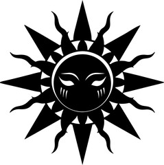 Golden boho style elements, golden mystic boho sun, sunburst design