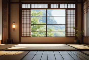 room interior mats rendering tatami japanese empty light3d Traditional sun