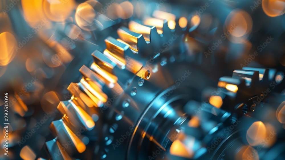 Poster defocused background a soft bokeh effect blurs the intricate details of interlocking cogs and precis
