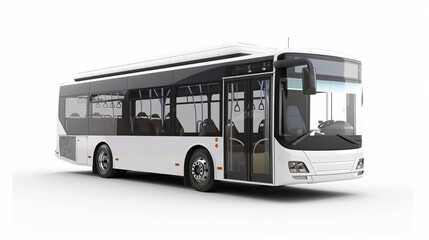 beautiful new, clean electric bus, for public transportation, isolated on a clear white background