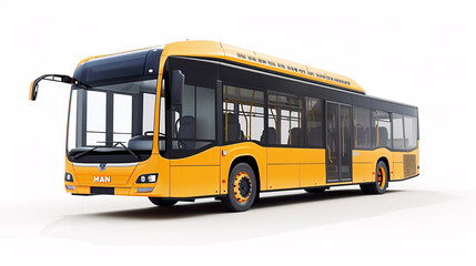 beautiful new, clean electric bus, for public transportation, isolated on a clear white background