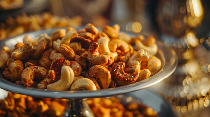 A handful roasted spiced cashew nuts or masala kaju