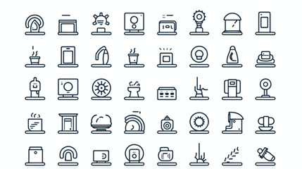 Smart home devices thin line icons set vector illus