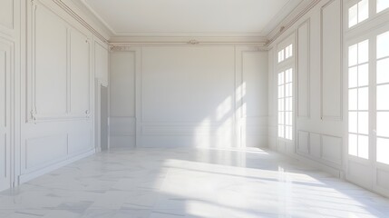 Fototapeta premium Bright and Airy Minimalist Room on White Background