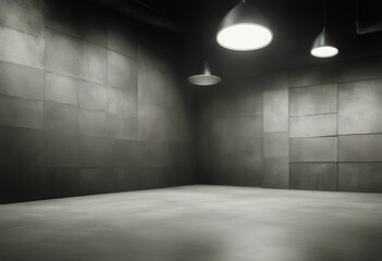 perspective cement productsloft splay studio concrete used background floor black wall room style...
