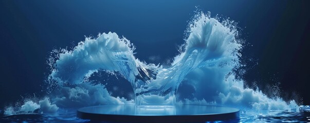 Stunning scene of crashing waves in a deep blue ocean, capturing nature's lively dynamic - obrazy, fototapety, plakaty