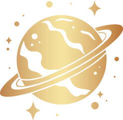 Golden mystic element, golden celestial planet design