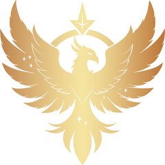 Golden mystic element, golden celestial phoenix design