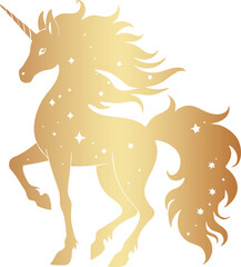 Golden mystic element, golden celestial unicorn design © N2