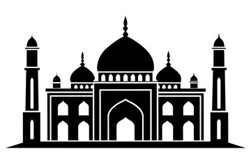 Beautiful islamic mosque Vector Illustration Silhouetted on  white background