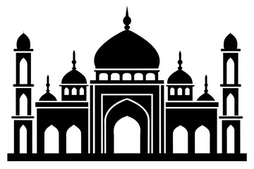 Beautiful islamic mosque Vector Illustration Silhouetted on  white background
