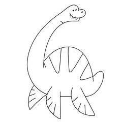 Plesiosaur hand drawn vector illustration in line stroke design