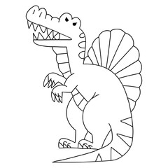 Spinosaurus hand drawn vector illustration in line stroke design
