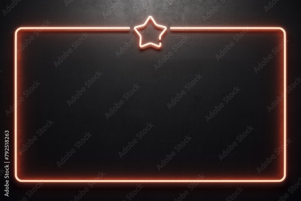 Aufkleber shiny black banner with glowing retro stars and mock up place. party and event concept. 3d rendering