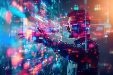 Futuristic Digital Visualization of Business Services Enhancement and Customer Experience Optimization