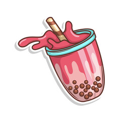 Bubble tea vector  sticker cartoon. hand draw illustration art