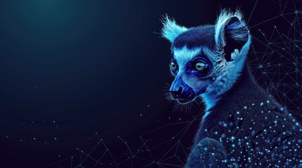 Lemur low poly design, African animal abstract geometric image, zoo wireframe mesh polygonal AI generated - obrazy, fototapety, plakaty