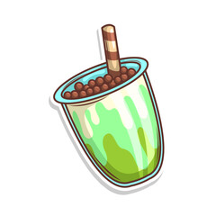 Bubble tea vector  sticker cartoon. hand draw illustration art