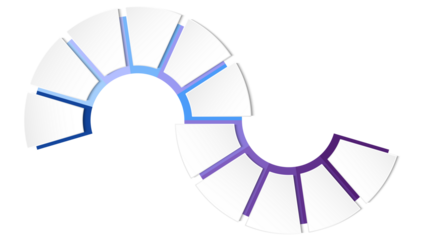 Blue tone circle infographic with 11 steps, process or options.