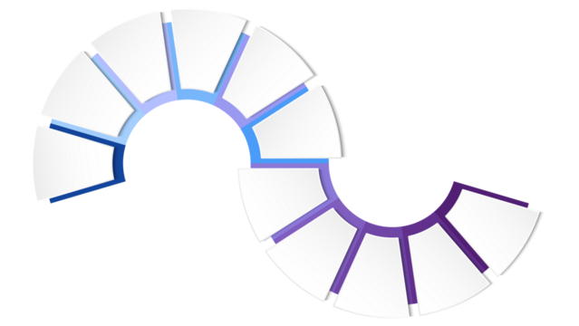 Blue tone circle infographic with 11 steps, process or options.