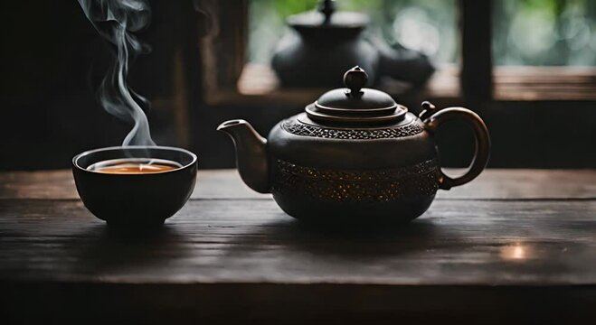 Tea Time with a Black Teapot