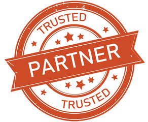 Red trusted partner rubber stamp