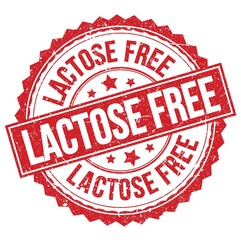 LACTOSE FREE text on red round stamp sign