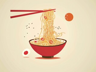 Create a whimsical tale set in a world where residents communicate through messages written in Crispy Chicken Pad Kee Mao noodles - obrazy, fototapety, plakaty