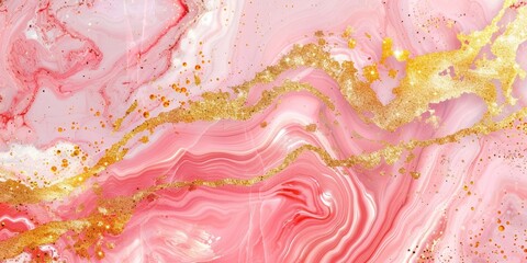 rose quartz and gold abstract background texture. Vibrant Pink Marble with Natural Luxurious Marble and Gold Powder Swirls