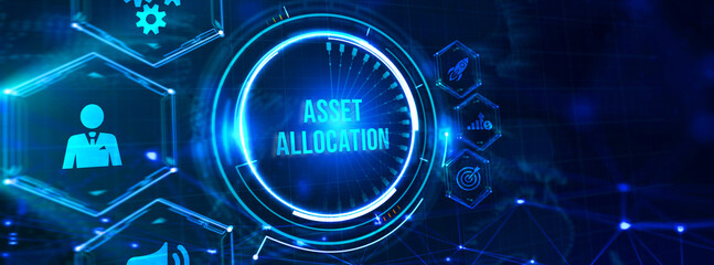 Asset allocation concept.Business, Technology, Internet and network concept.3d illustration