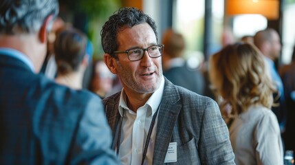 business leader networking at a corporate event, engaging in meaningful conversations and forging valuable connections for future collaborations.