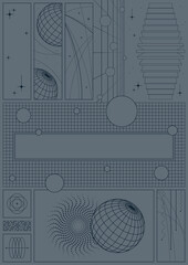 Abstract Geometric Shapes and Styles for Science, Technology, Physics, Space Posters. 3D Effect Abstract Objects