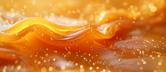 Melted smooth liquid caramel texture abstract background. Sweet food. 
