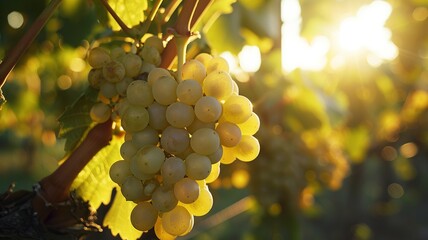 Sauvignon blanc grapes in the vineyard.