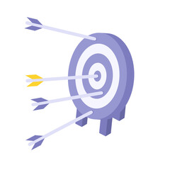 Success or failure concept. Arrows missed hitting target Vector illustration.