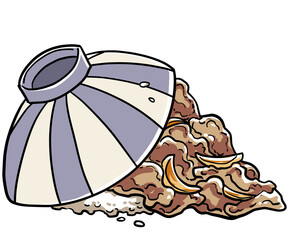 Illustration design of overturned beef bowl